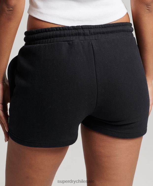 mujer Superdry negro shorts de punto con logo vintage bordado 2R68Z3125