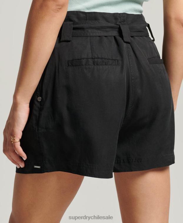 mujer Superdry negro shorts estilo bolsa de papel del desierto 2R68Z3154