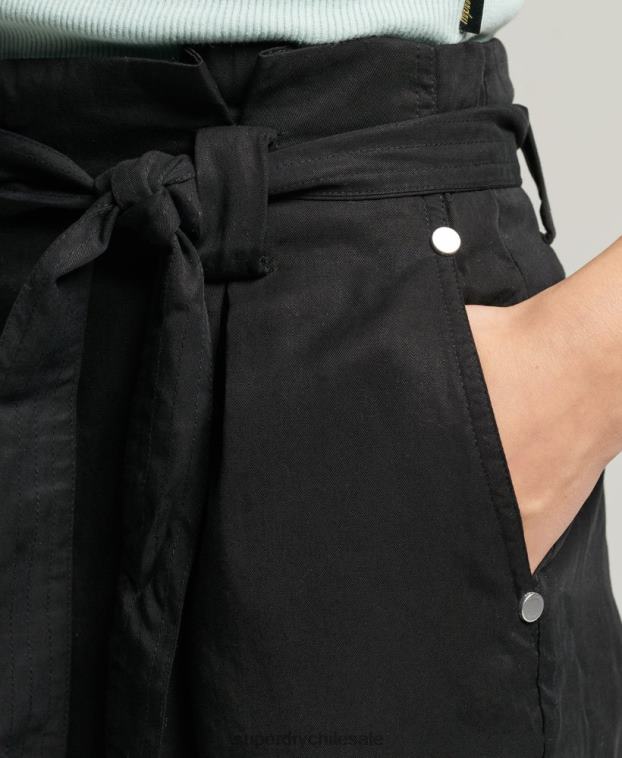 mujer Superdry negro shorts estilo bolsa de papel del desierto 2R68Z3154