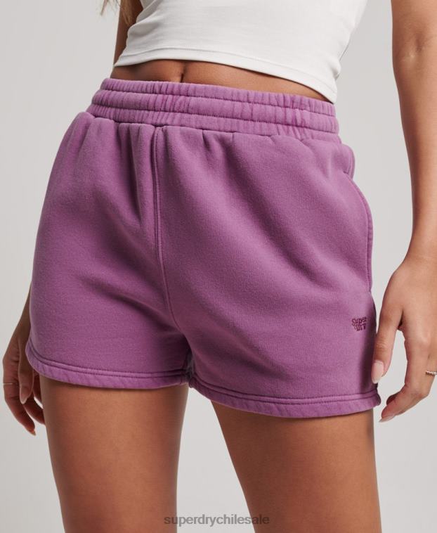 mujer Superdry púrpura shorts deportivos con lavado vintage 2R68Z3128