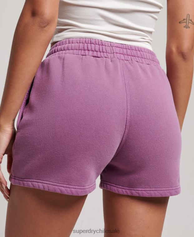 mujer Superdry púrpura shorts deportivos con lavado vintage 2R68Z3128
