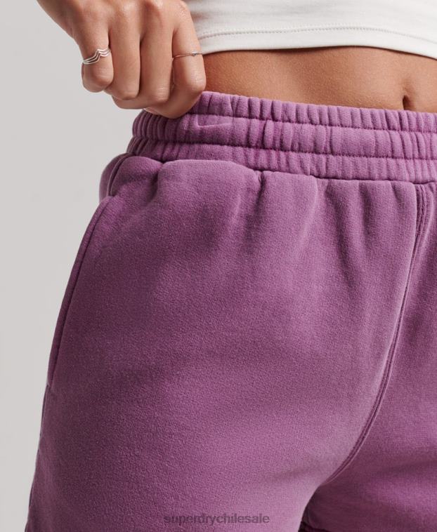mujer Superdry púrpura shorts deportivos con lavado vintage 2R68Z3128
