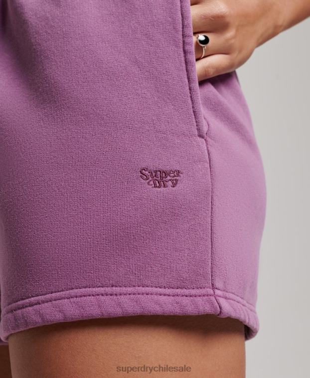 mujer Superdry púrpura shorts deportivos con lavado vintage 2R68Z3128