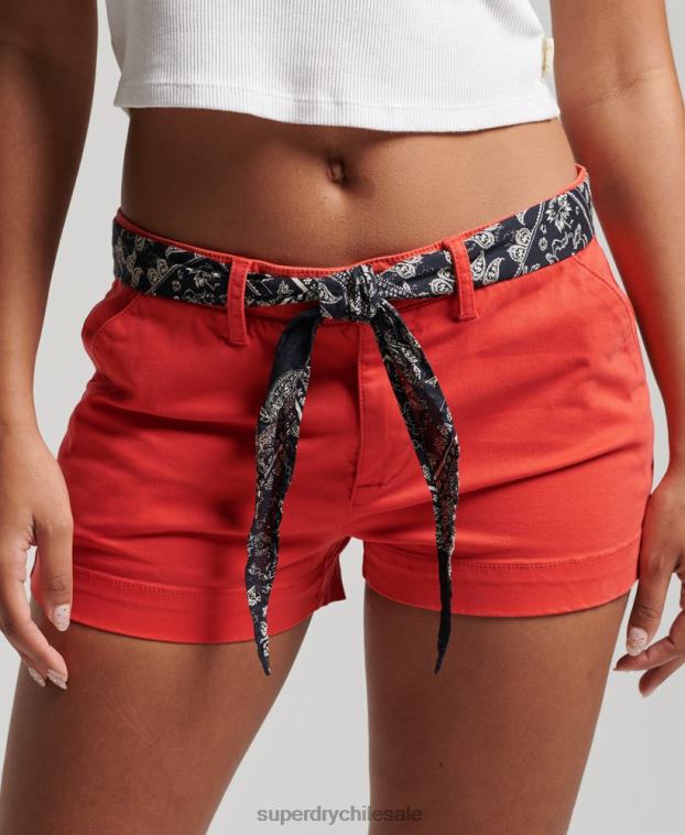 mujer Superdry rojo pantalones cortos chinos calientes 2R68Z2104