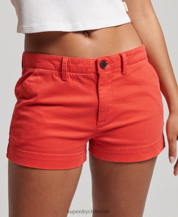 mujer Superdry rojo pantalones cortos chinos calientes 2R68Z2104