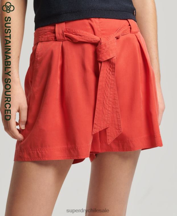 mujer Superdry rojo pantalones cortos de bolsa de papel 2R68Z3138