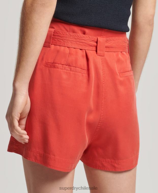 mujer Superdry rojo pantalones cortos de bolsa de papel 2R68Z3138