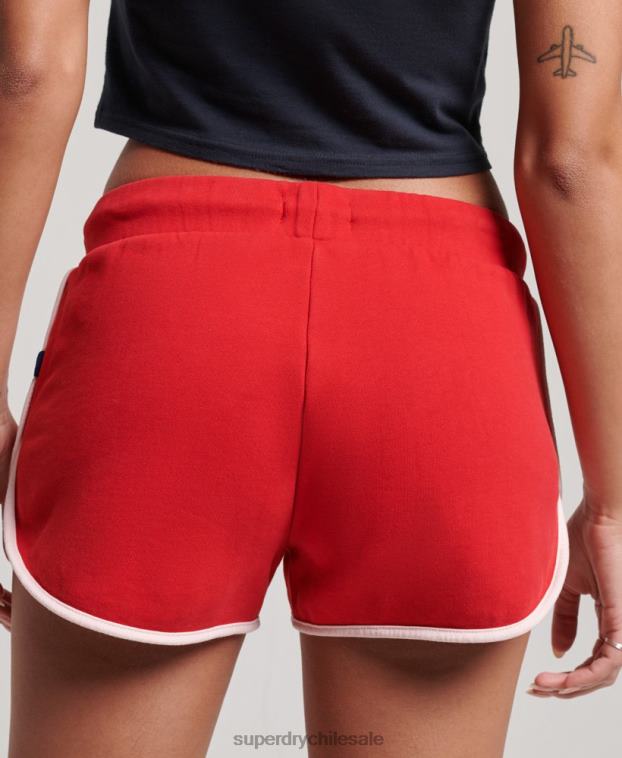 mujer Superdry rojo pantalones cortos de jersey vintage roll with it 2R68Z2180