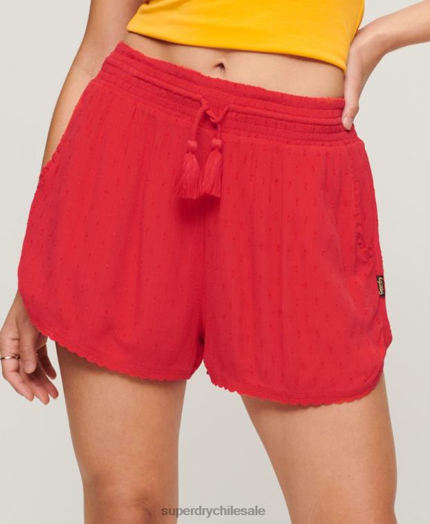 mujer Superdry rojo pantalones cortos de playa de época 2R68Z3108