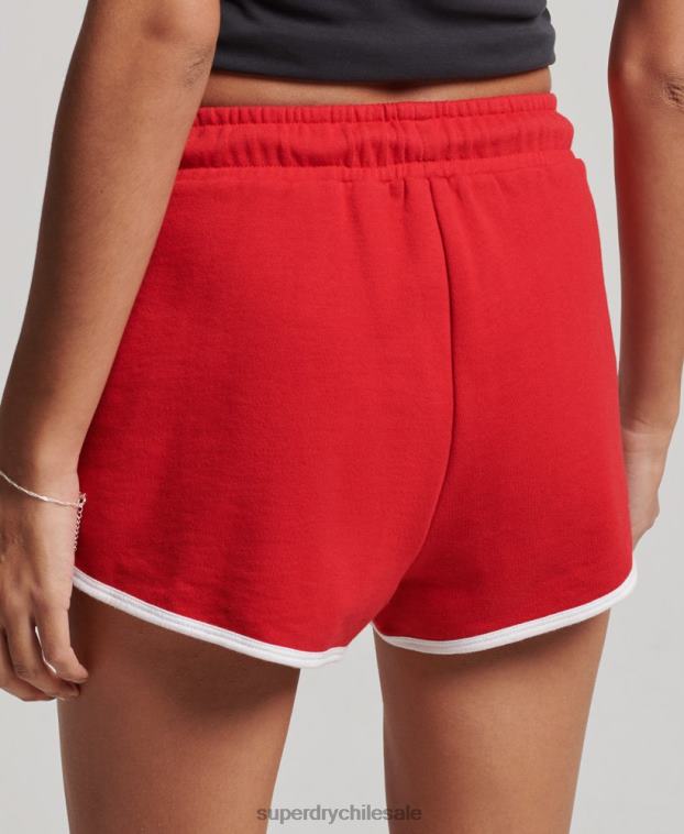 mujer Superdry rojo shorts de corredor de jersey vintage 2R68Z2162