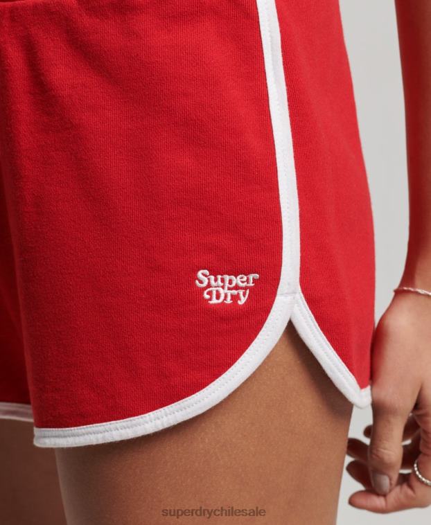 mujer Superdry rojo shorts de corredor de jersey vintage 2R68Z2162
