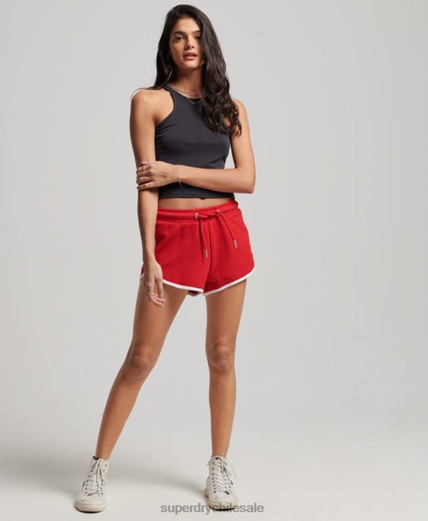 mujer Superdry rojo shorts de corredor de jersey vintage 2R68Z2162