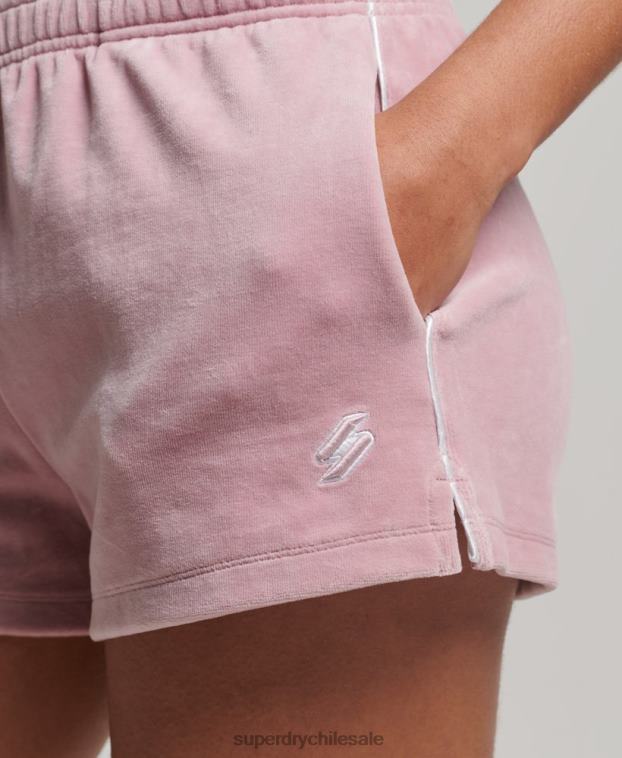 mujer Superdry rosa shorts de terciopelo con logo 2R68Z3120