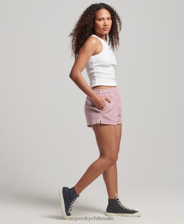 mujer Superdry rosa shorts de terciopelo con logo 2R68Z3120