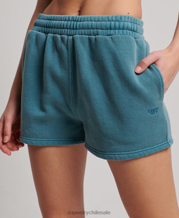 mujer Superdry turquesa shorts deportivos con lavado vintage 2R68Z3140