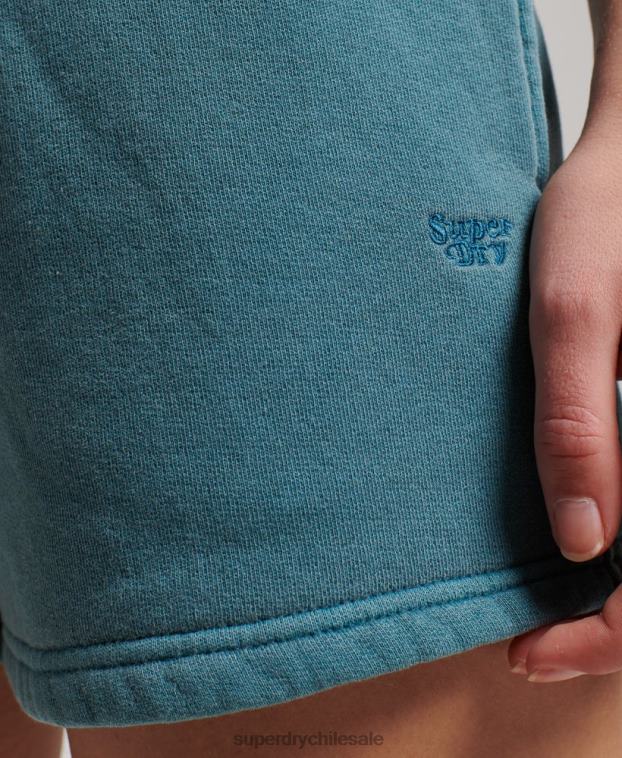 mujer Superdry turquesa shorts deportivos con lavado vintage 2R68Z3140