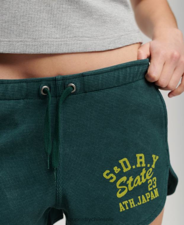 mujer Superdry verde pantalones cortos atléticos esenciales de gofres 2R68Z3109