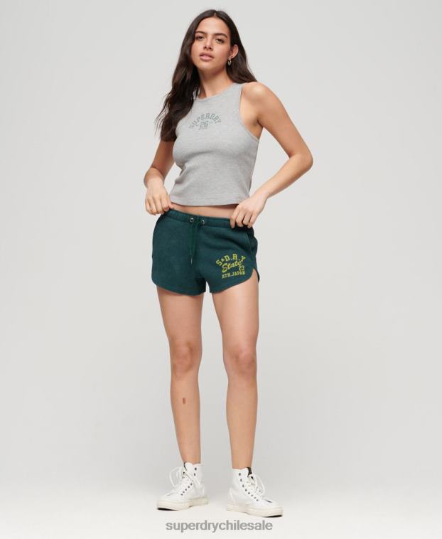 mujer Superdry verde pantalones cortos atléticos esenciales de gofres 2R68Z3109