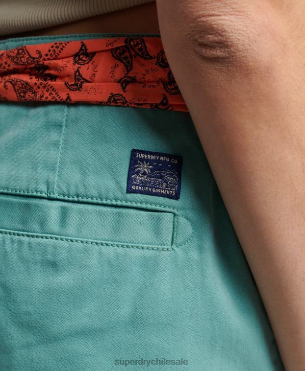 mujer Superdry verde pantalones cortos chinos calientes 2R68Z2053
