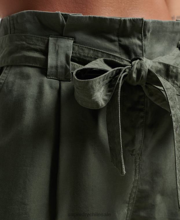 mujer Superdry verde pantalones cortos de bolsa de papel 2R68Z3166
