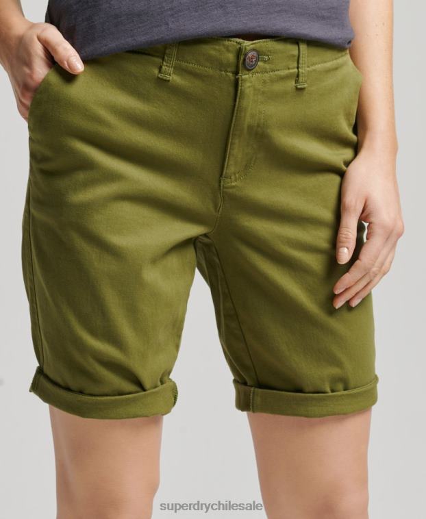 mujer Superdry verde shorts chinos urbanos 2R68Z3121