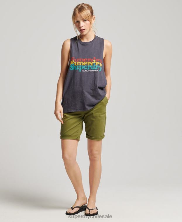 mujer Superdry verde shorts chinos urbanos 2R68Z3121