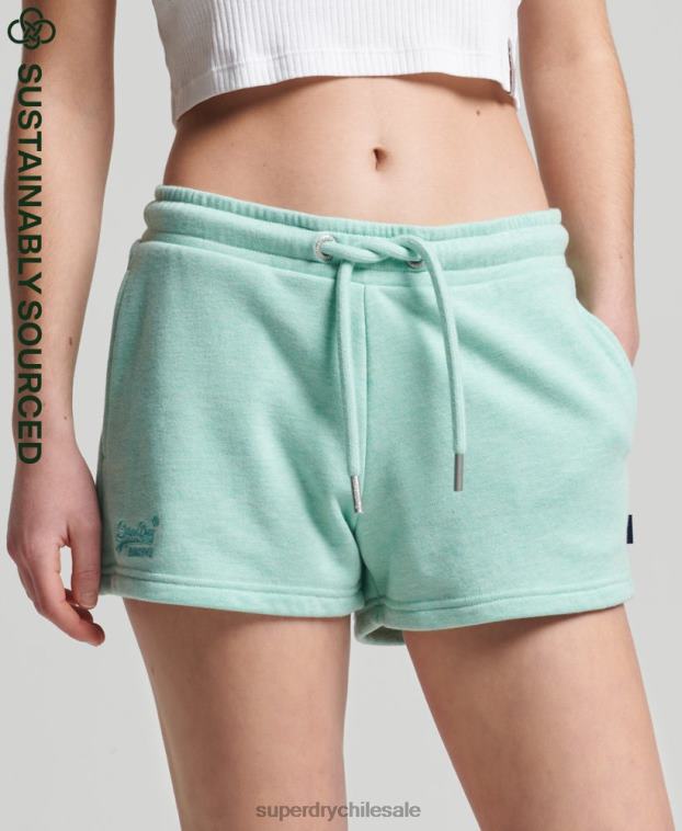 mujer Superdry verde shorts de algodón orgánico con logo vintage 2R68Z3156