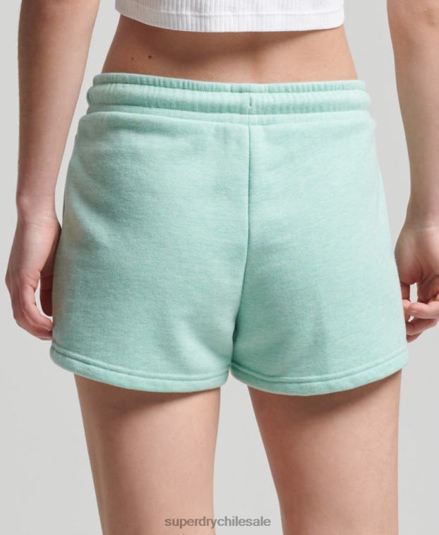 mujer Superdry verde shorts de algodón orgánico con logo vintage 2R68Z3156