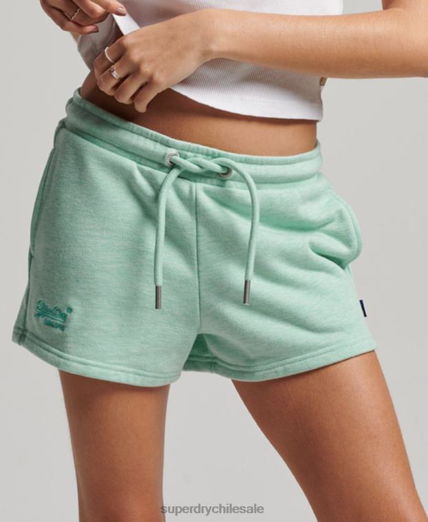 mujer Superdry verde shorts de punto con logo vintage bordado 2R68Z3116
