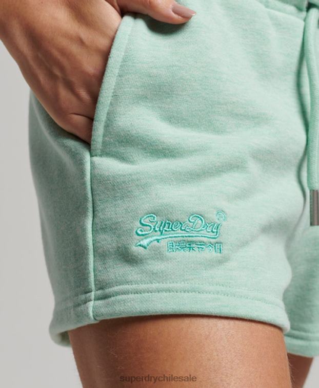 mujer Superdry verde shorts de punto con logo vintage bordado 2R68Z3116