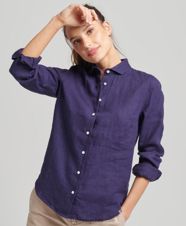 mujer Superdry Armada camisa de manga larga de lino studios 2R68Z6513