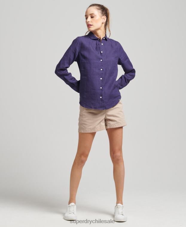 mujer Superdry Armada camisa de manga larga de lino studios 2R68Z6513