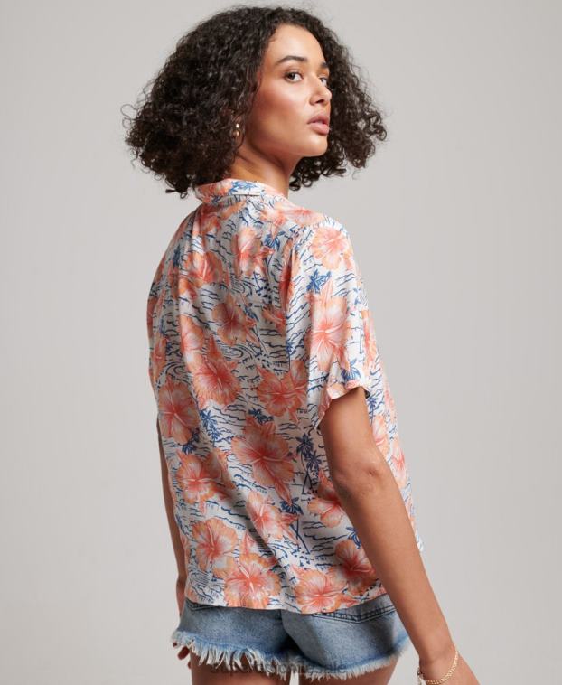 mujer Superdry Armada camisa de resort de playa 2R68Z2914