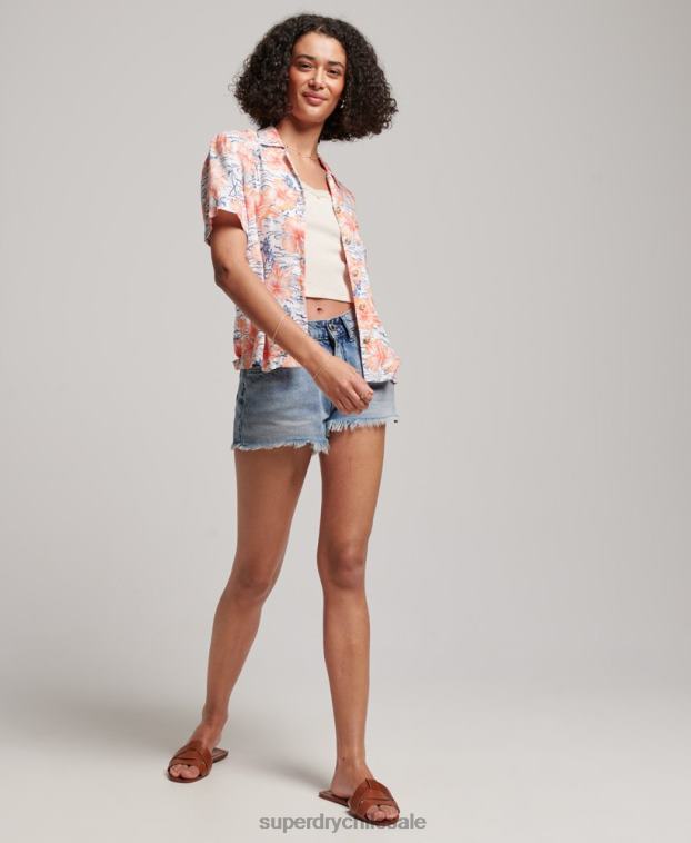 mujer Superdry Armada camisa de resort de playa 2R68Z2914