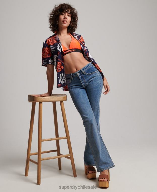mujer Superdry Armada camisa de resort de playa 2R68Z2934