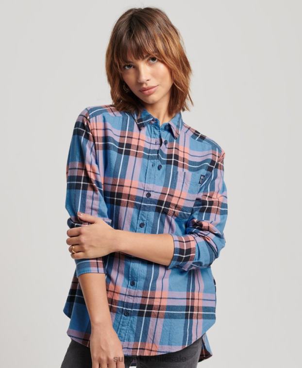 mujer Superdry Armada camisa holgada a cuadros 2R68Z2285