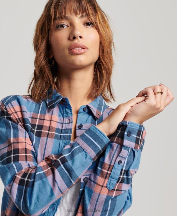 mujer Superdry Armada camisa holgada a cuadros 2R68Z2285