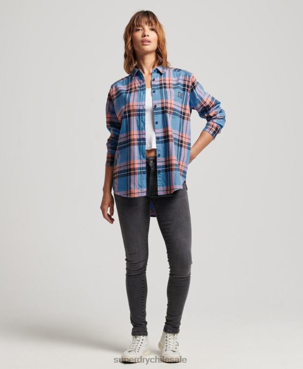 mujer Superdry Armada camisa holgada a cuadros 2R68Z2285