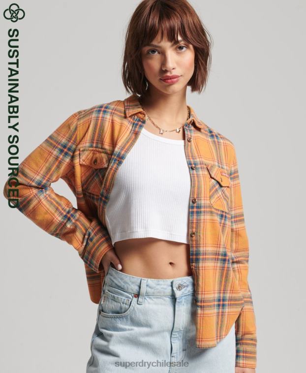 mujer Superdry amarillo camisa clásica de leñador de algodón orgánico 2R68Z3033