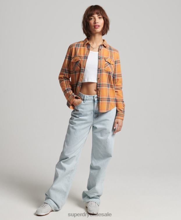 mujer Superdry amarillo camisa clásica de leñador de algodón orgánico 2R68Z3033