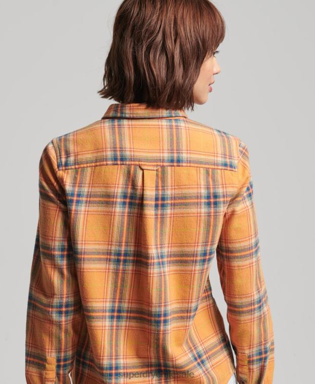 mujer Superdry amarillo camisa clásica de leñador de algodón orgánico 2R68Z3033