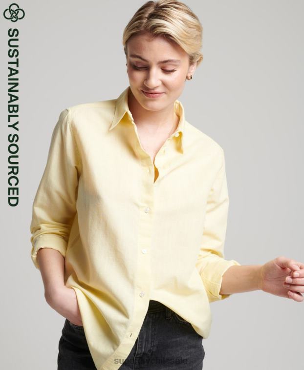 mujer Superdry amarillo camisa de novio de lino 2R68Z6524