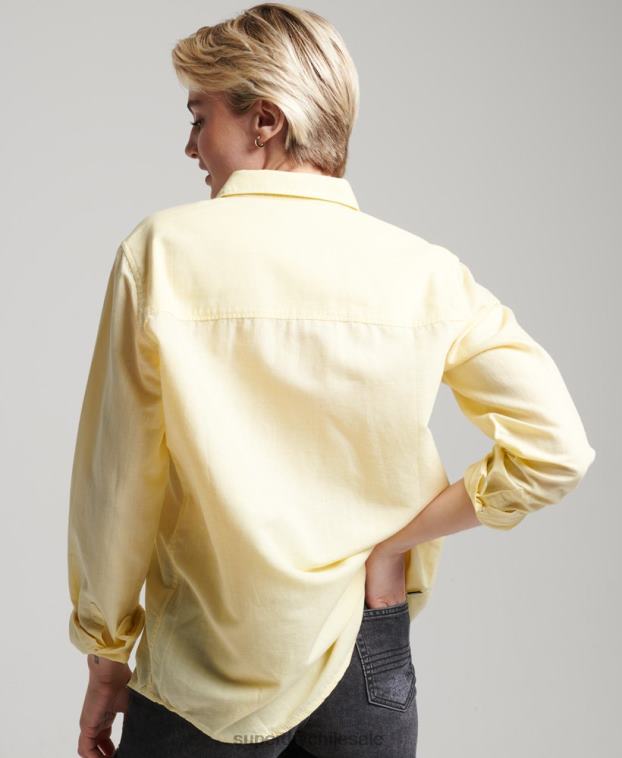 mujer Superdry amarillo camisa de novio de lino 2R68Z6524
