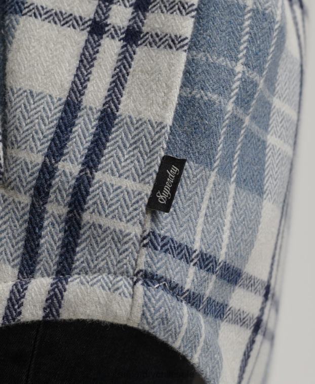 mujer Superdry azul sobrecamisa a cuadros de franela de borreguito 2R68Z2898