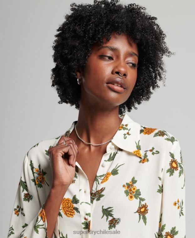 mujer Superdry blanco camisa de los años setenta de los estudios 2R68Z2988