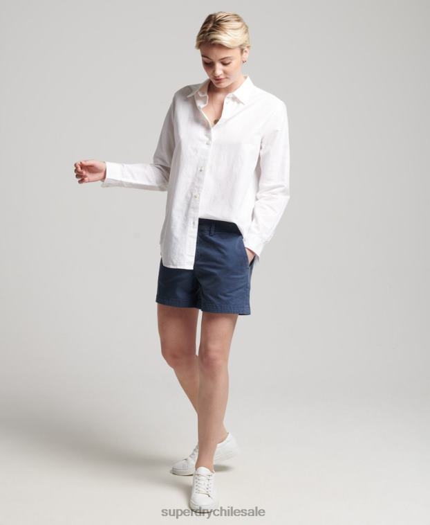 mujer Superdry blanco camisa de novio de lino 2R68Z2963