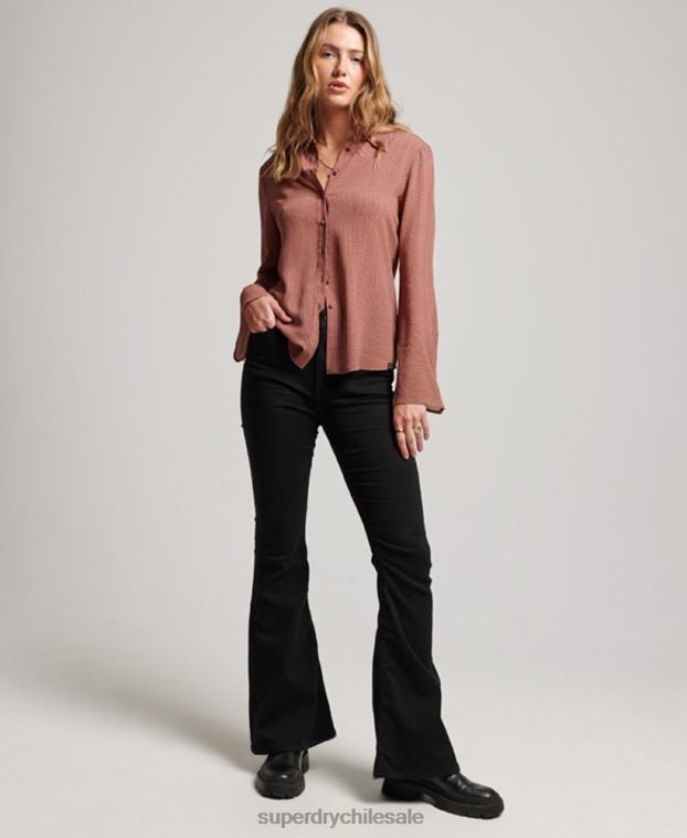 mujer Superdry marrón camisa de los años setenta de los estudios 2R68Z2906