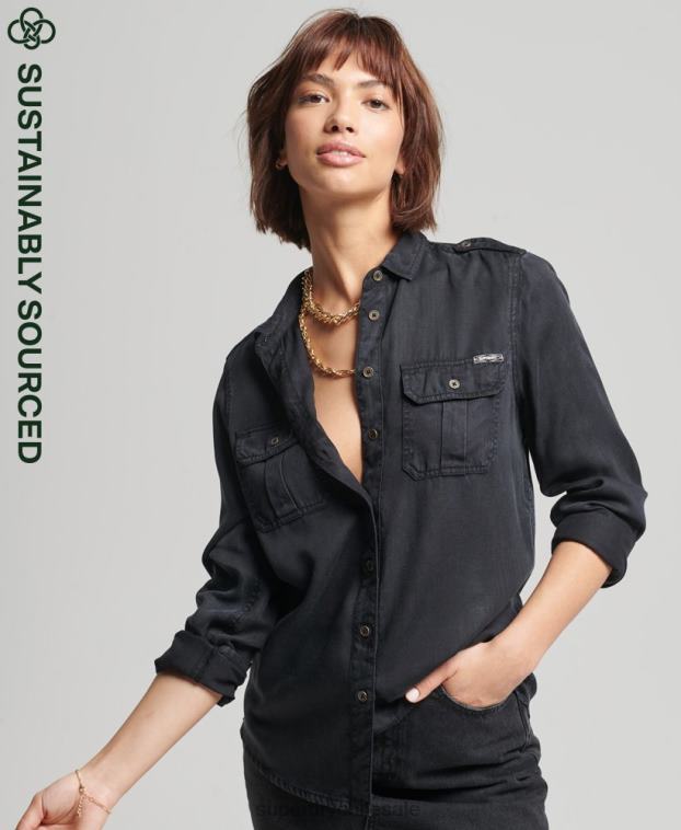 mujer Superdry marrón camisa militar 2R68Z3004