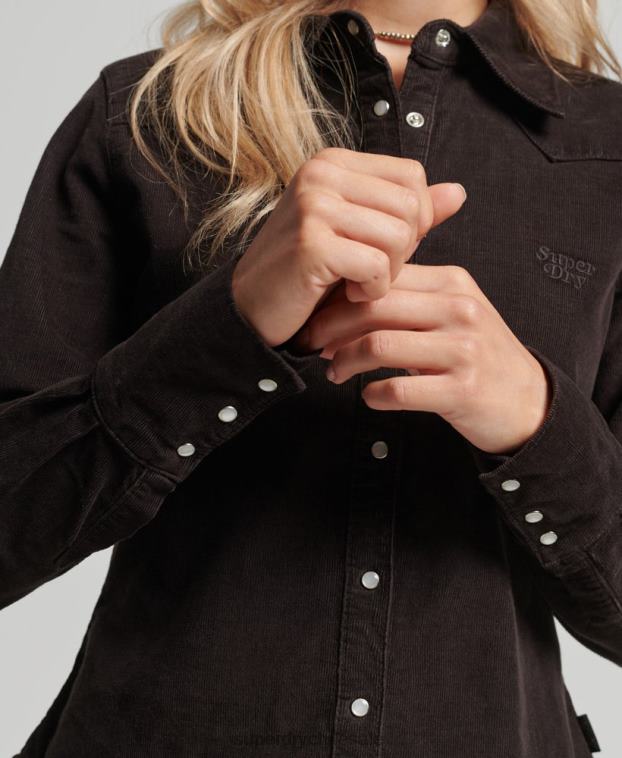 mujer Superdry marrón camisa vaquera de cordón 2R68Z3015