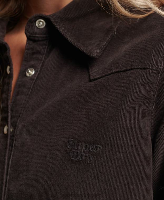 mujer Superdry marrón camisa vaquera de cordón 2R68Z3015